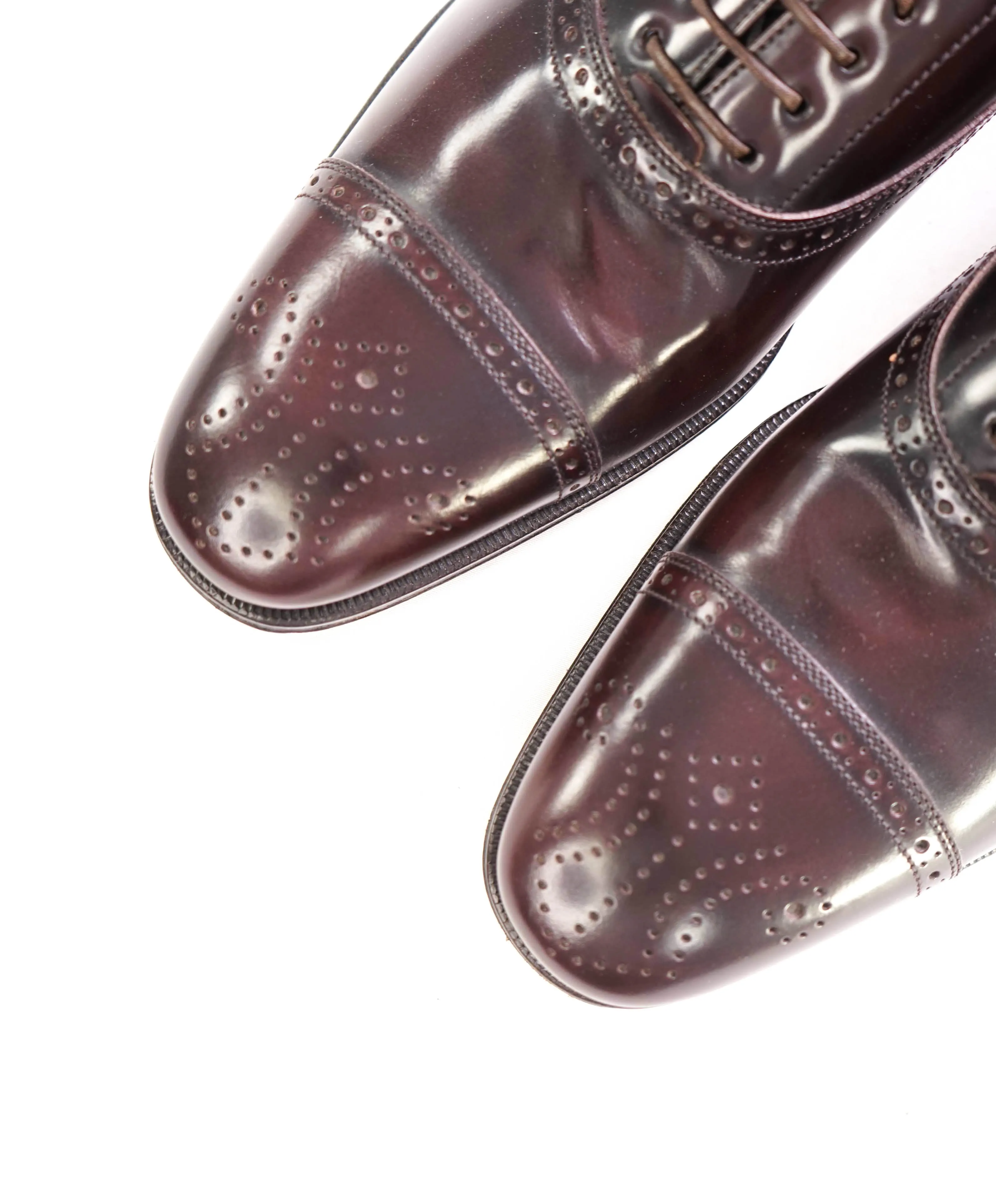 $895 SALVATORE FERRAGAMO - “Caesy” Burgundy Brogue Oxford Cap Toe- 9.5 US