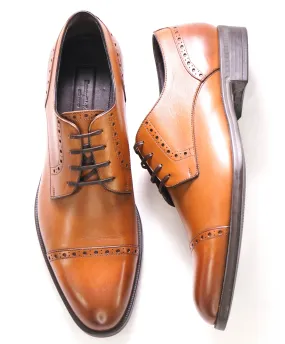 $960 ERMENEGILDO ZEGNA - "Avenue Flex" Brown Brogue Cap-Toe Oxford - 9.5 US