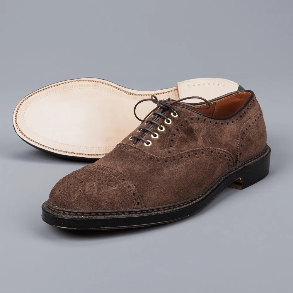 Alden medallion toe 5 eye oxford humus suede