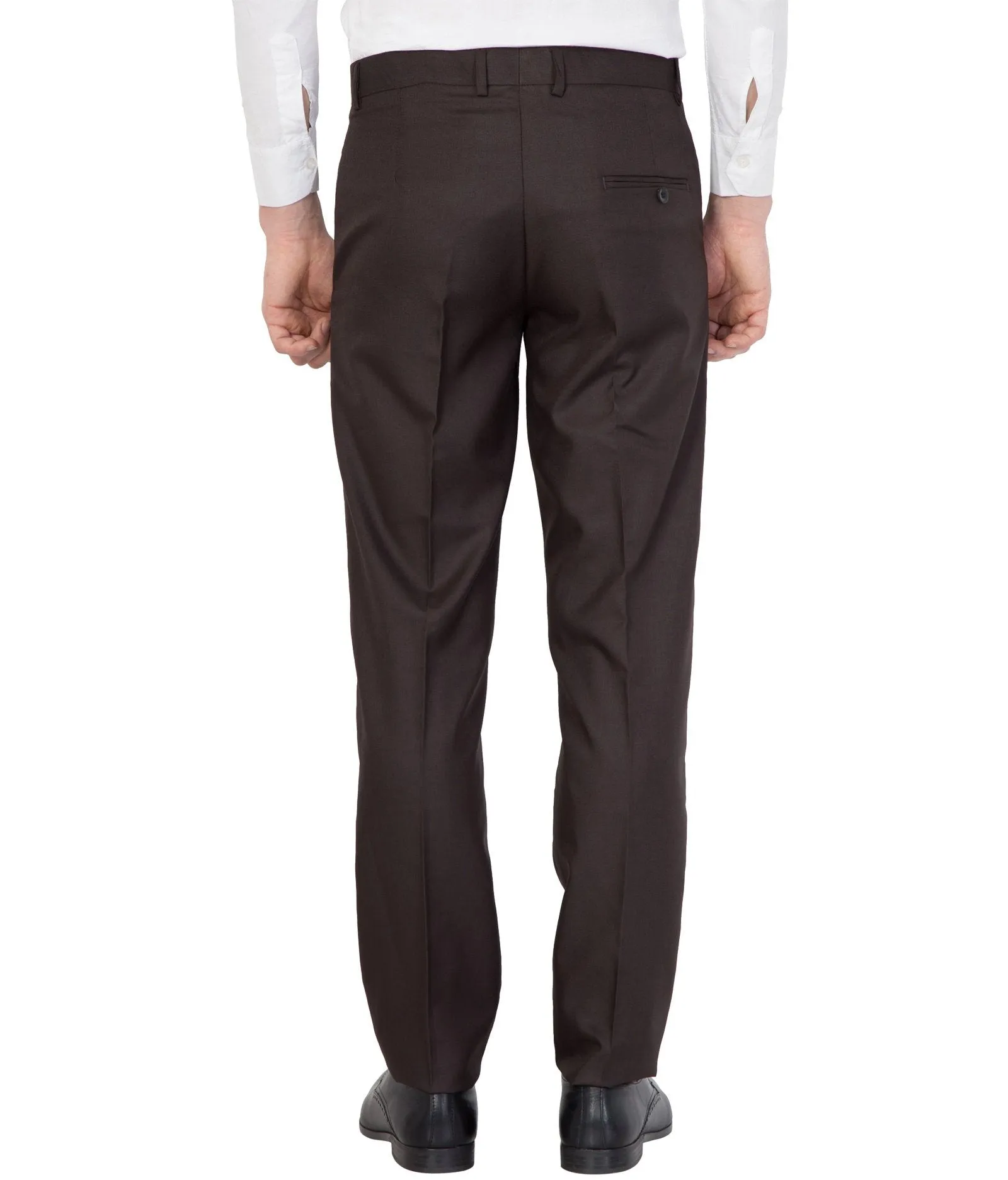 American-Elm Men Brown Cotton Solid Formal Trouser