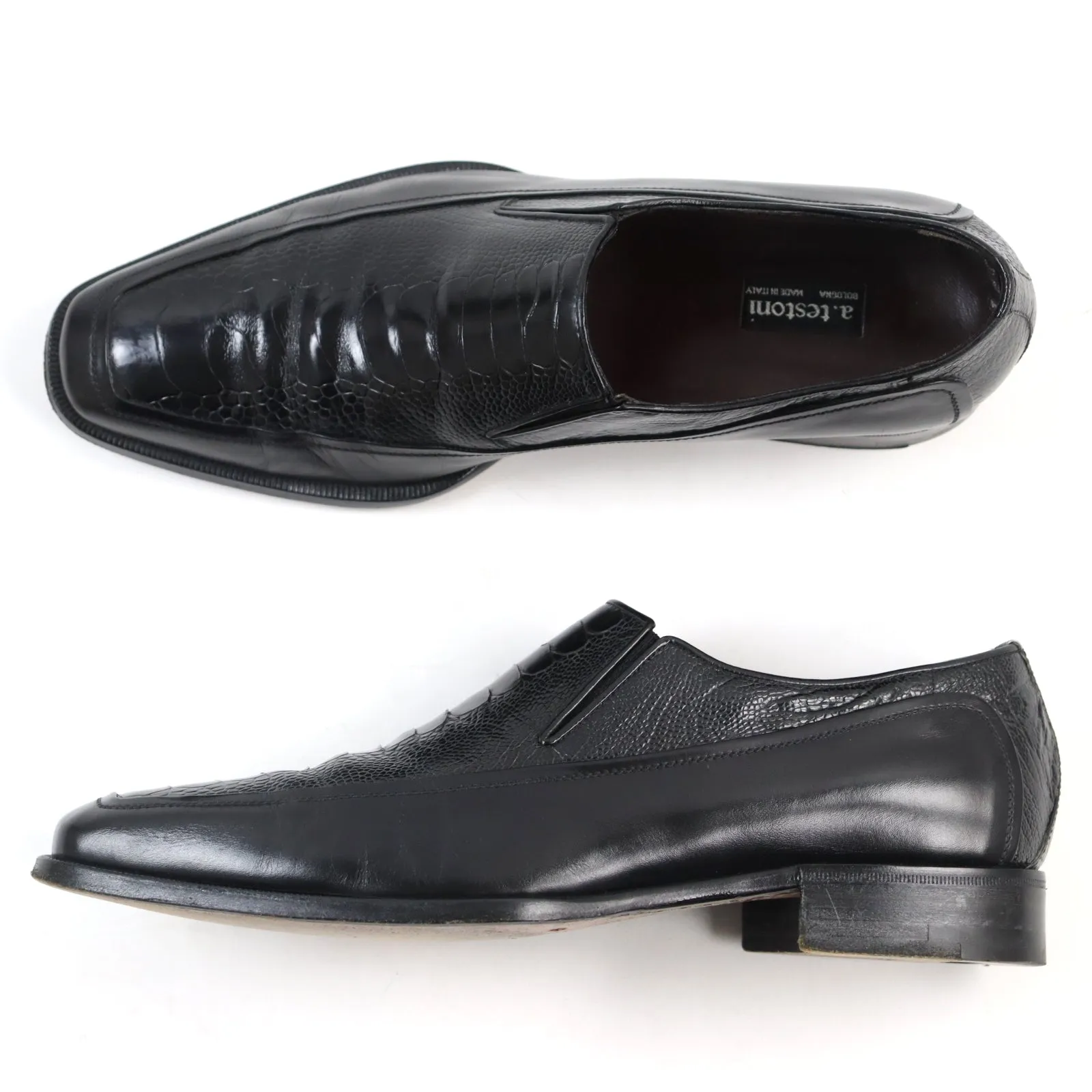 a.testoni Leather Loafers Black 6 Italy Mens