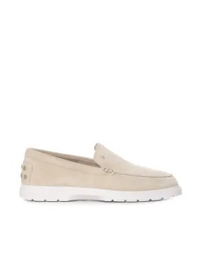 Beige Suede Moccasin Loafers