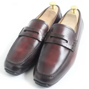 Berluti Scritto Leather Coin Loafers Bordeaux