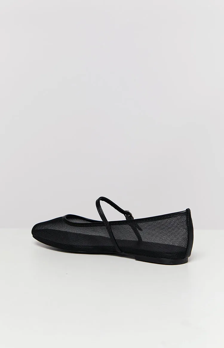 Billini Gilda Black Mesh Ballet Flats