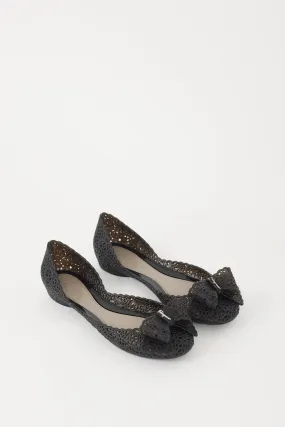 Black Floral Cutout Nilly Ballet Flat