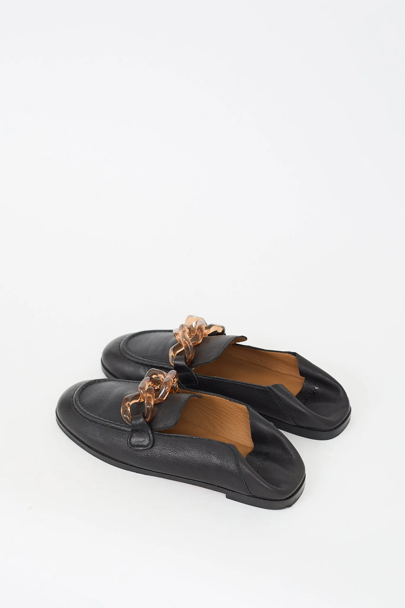 Black Leather Mahe Chain Loafer