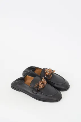 Black Leather Mahe Chain Loafer