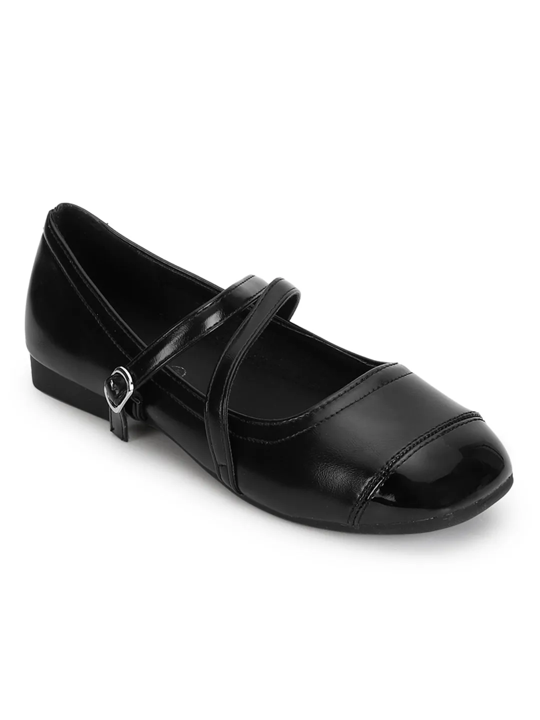 Black PU Ballerina Flats (TC-RS3630-BLK)