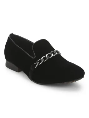 Black Velvet Chain Men Loafers