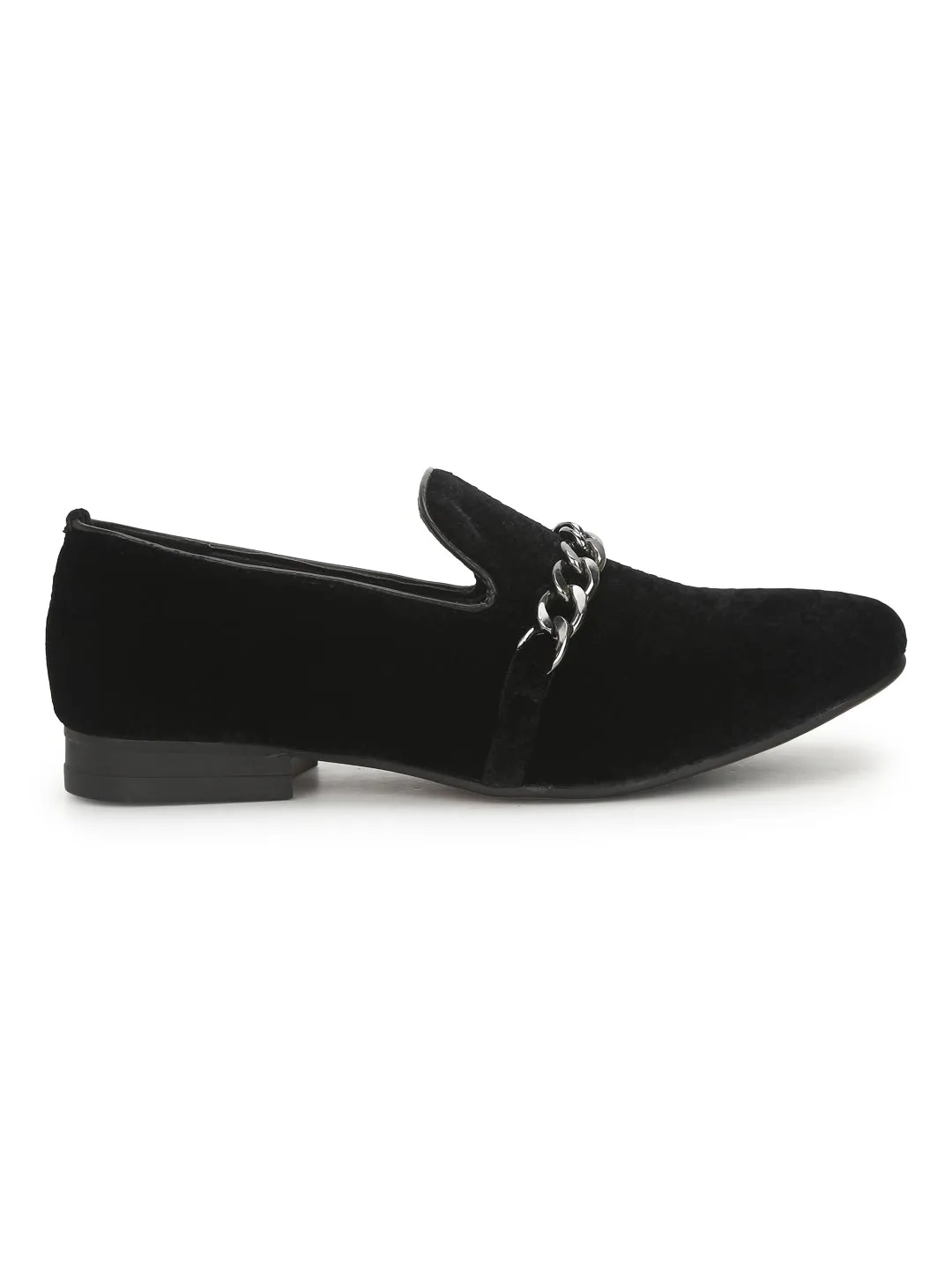 Black Velvet Chain Men Loafers