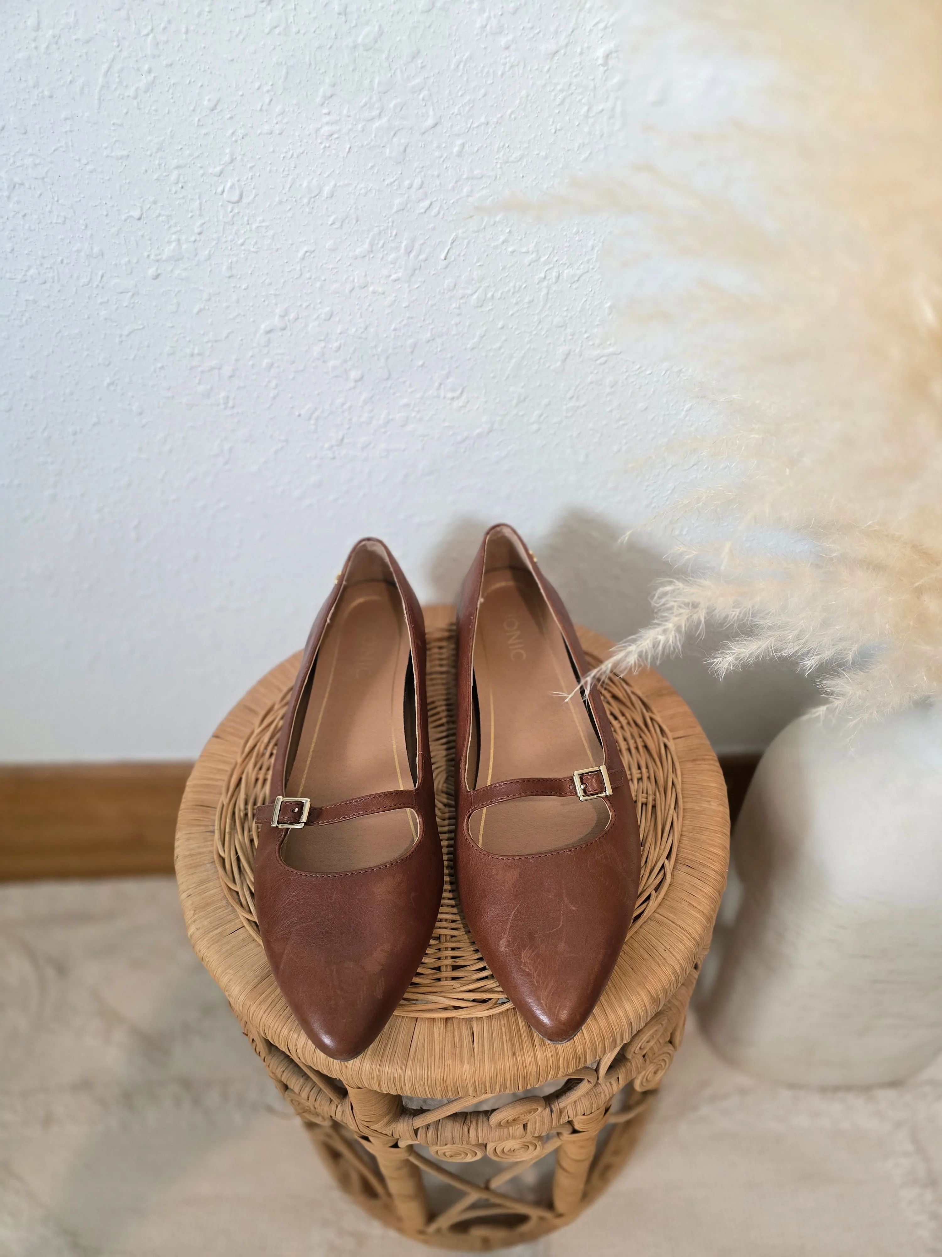 Brown Leather Mary Jane Flats (8.5)