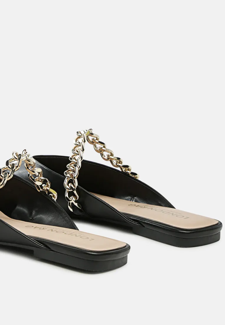 Catch Bling Chain Strap Flat Shoes