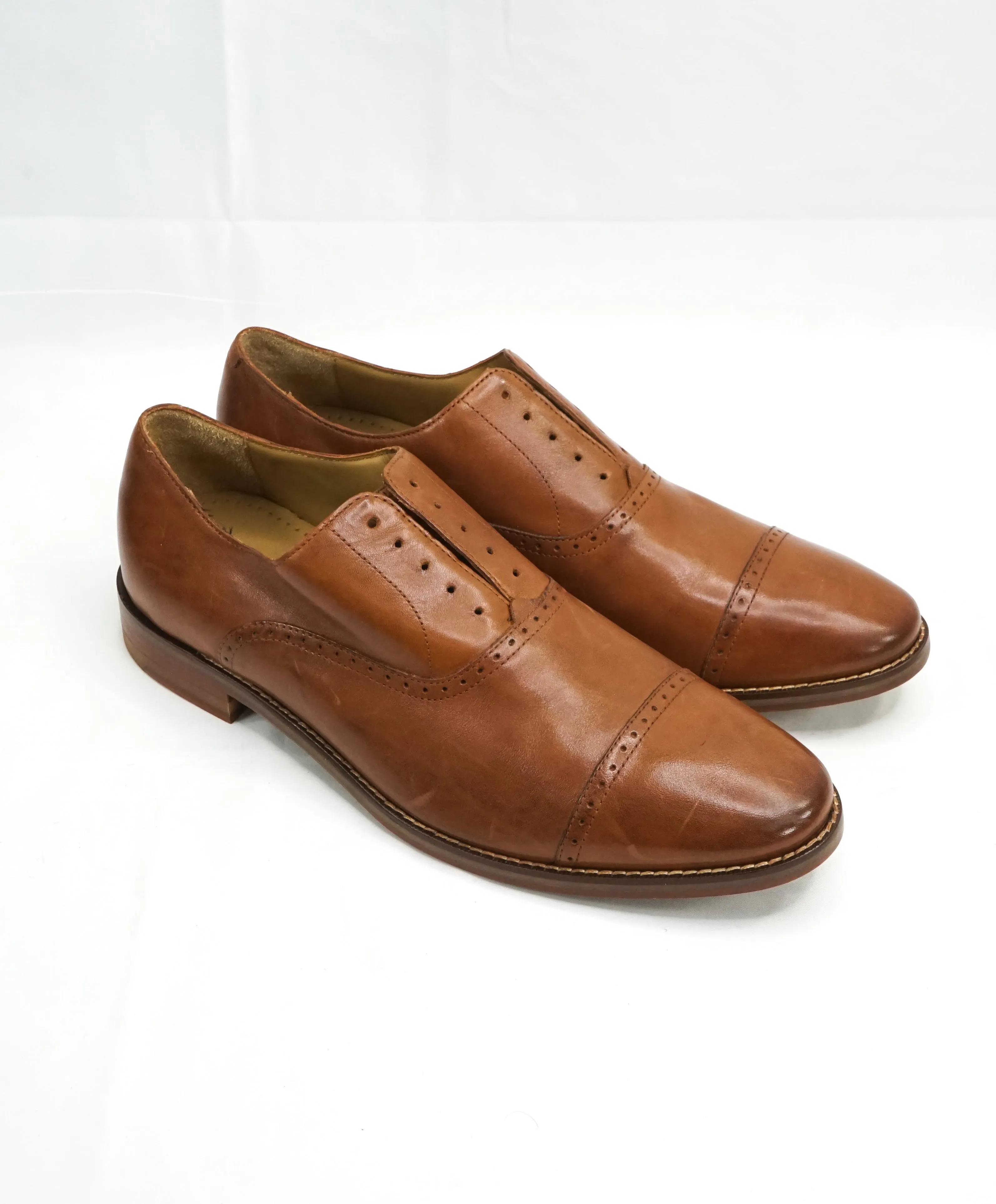 COLE HAAN - Brown Cap Toe Brogue Oxfords Burnished Tips - 10.5