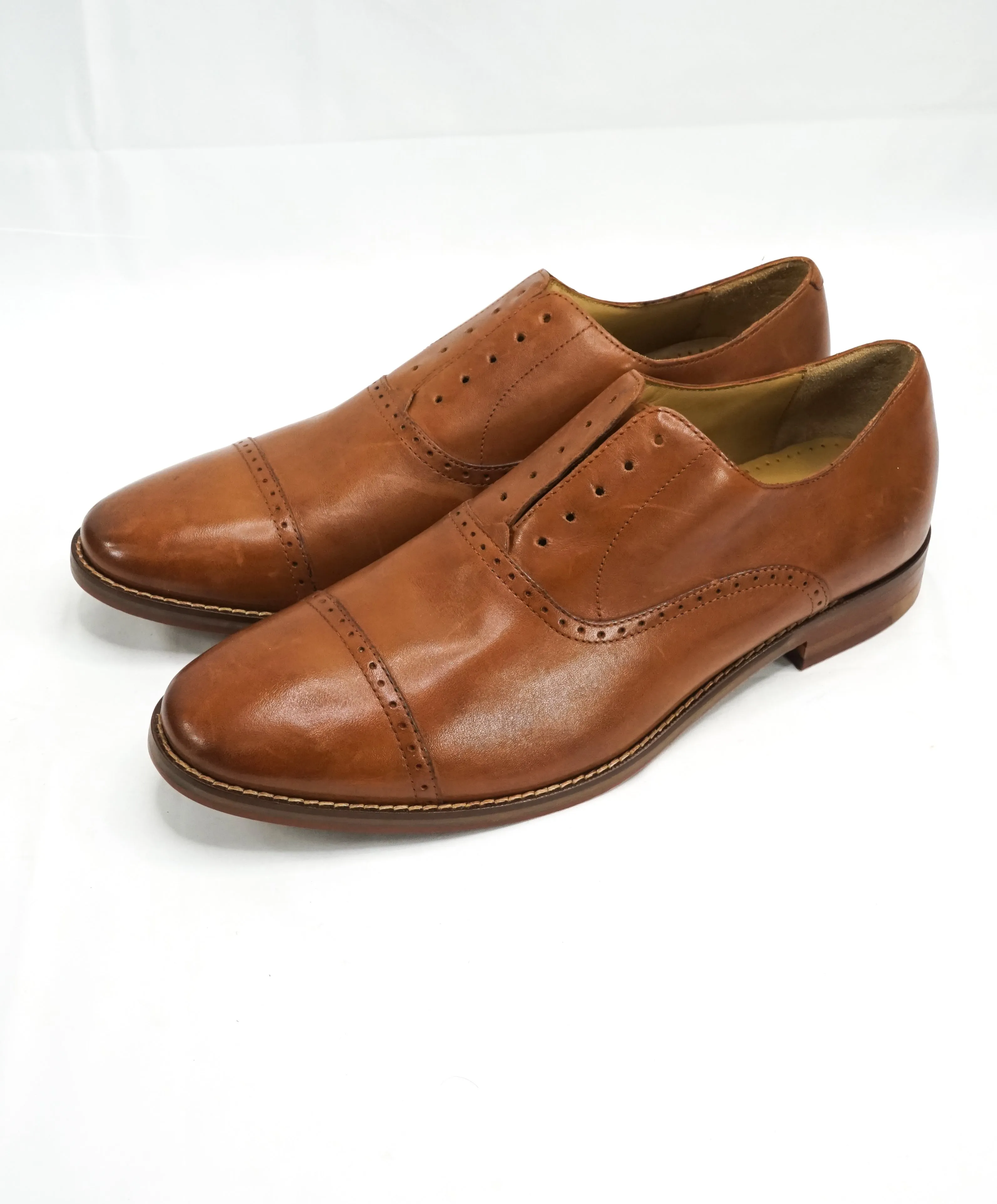 COLE HAAN - Brown Cap Toe Brogue Oxfords Burnished Tips - 10.5