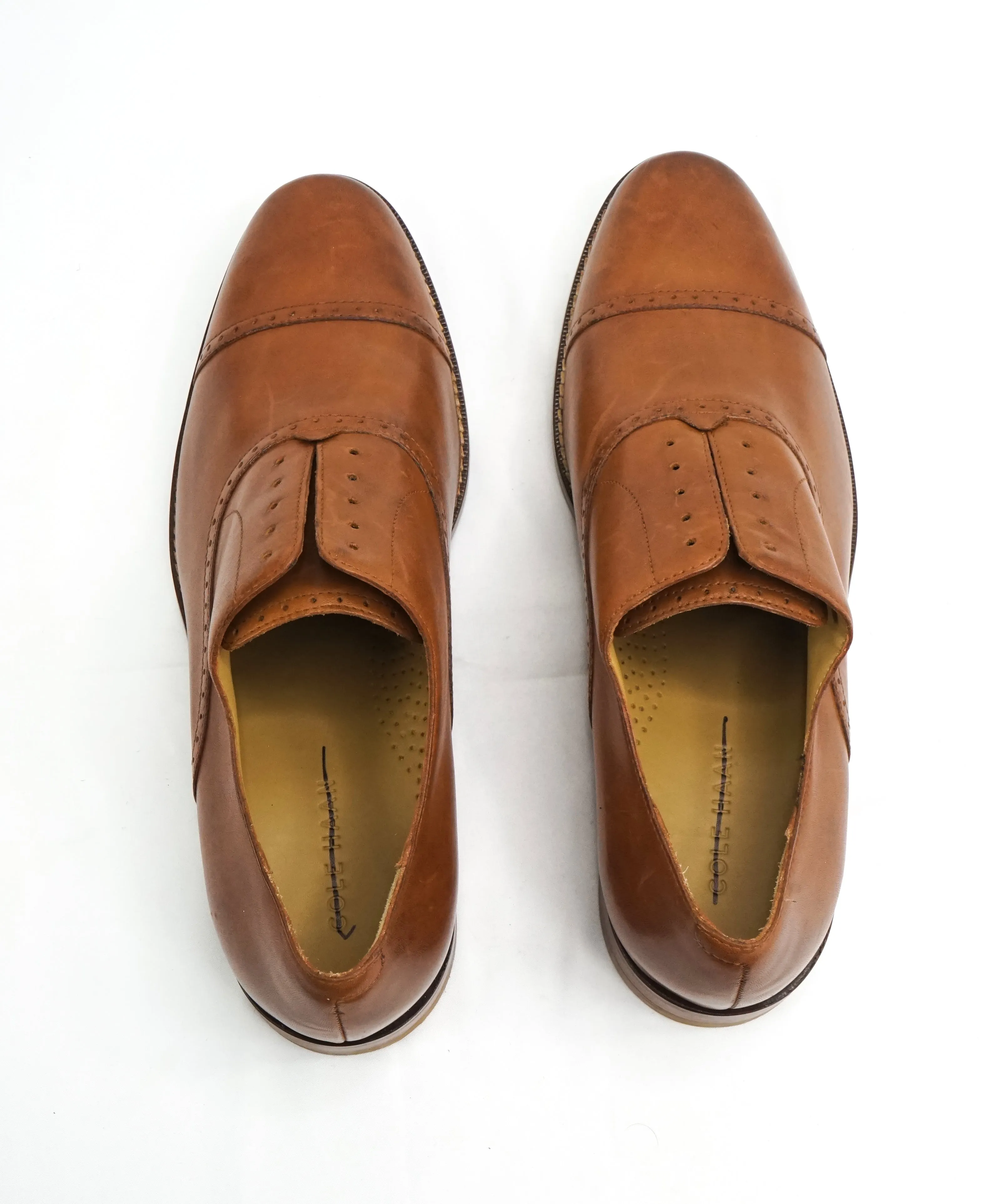 COLE HAAN - Brown Cap Toe Brogue Oxfords Burnished Tips - 10.5