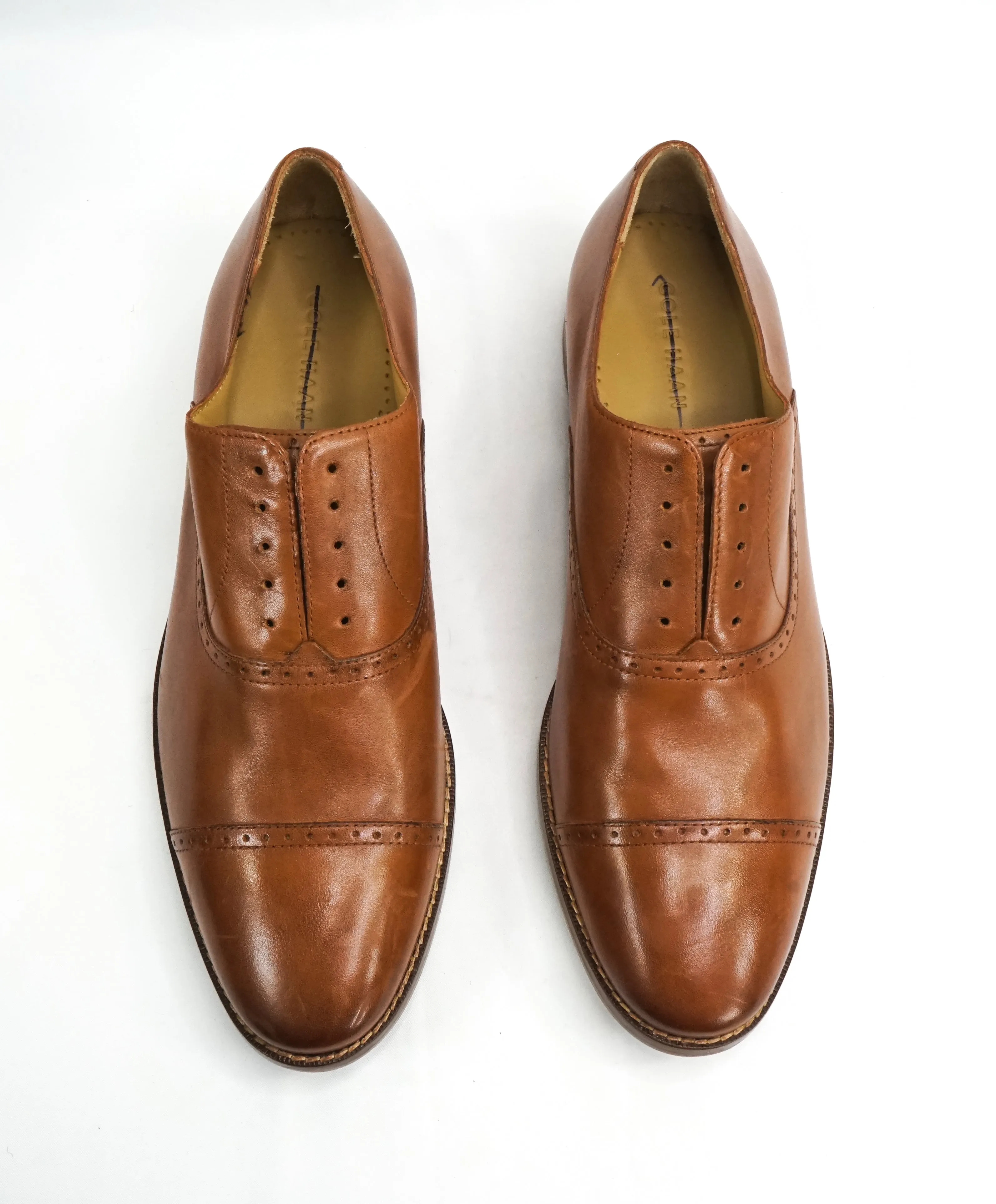 COLE HAAN - Brown Cap Toe Brogue Oxfords Burnished Tips - 10.5