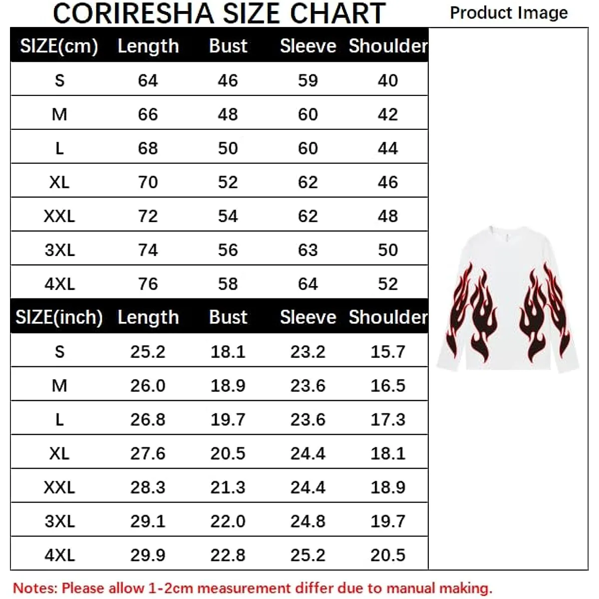 CORIRESHA Teen Fashion Flame Pattern Crewneck Long Sleeve Y2K Fall T-Shirt Top