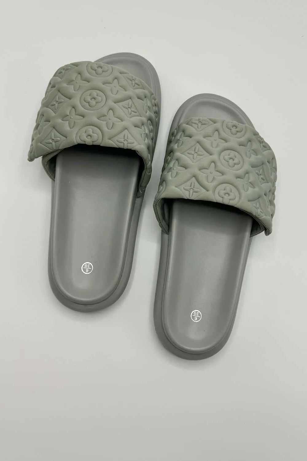 Cornie Patterned Band Sliders in Grey