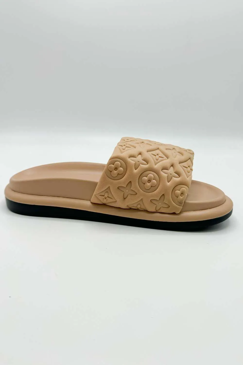 Cornie Patterned Band Sliders in Nude