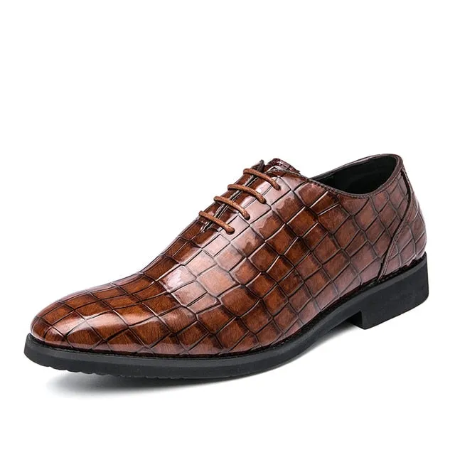 Crocodile Pattern PU Oxfords Shoes