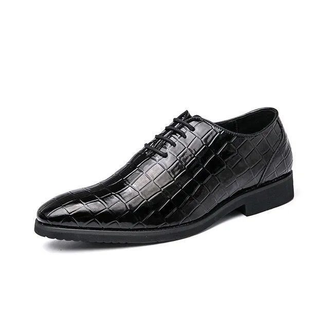 Crocodile Pattern PU Oxfords Shoes