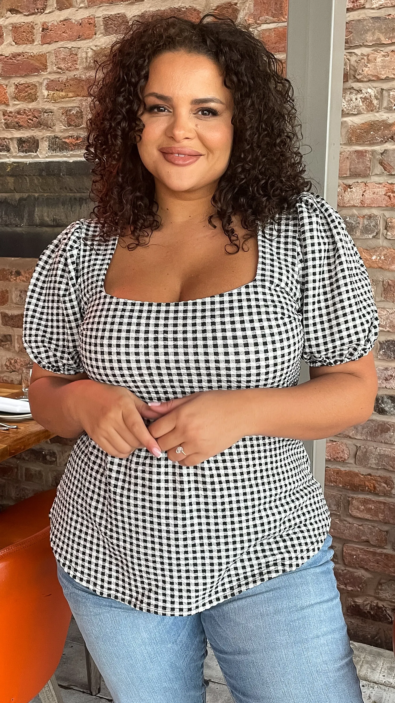 CurveWow Gingham Square Neck Tunic