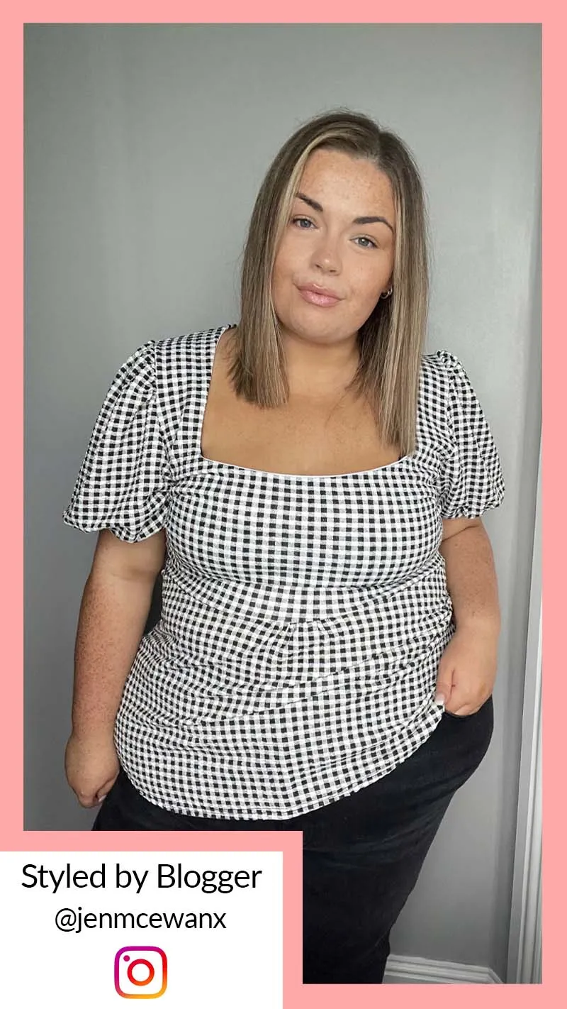 CurveWow Gingham Square Neck Tunic