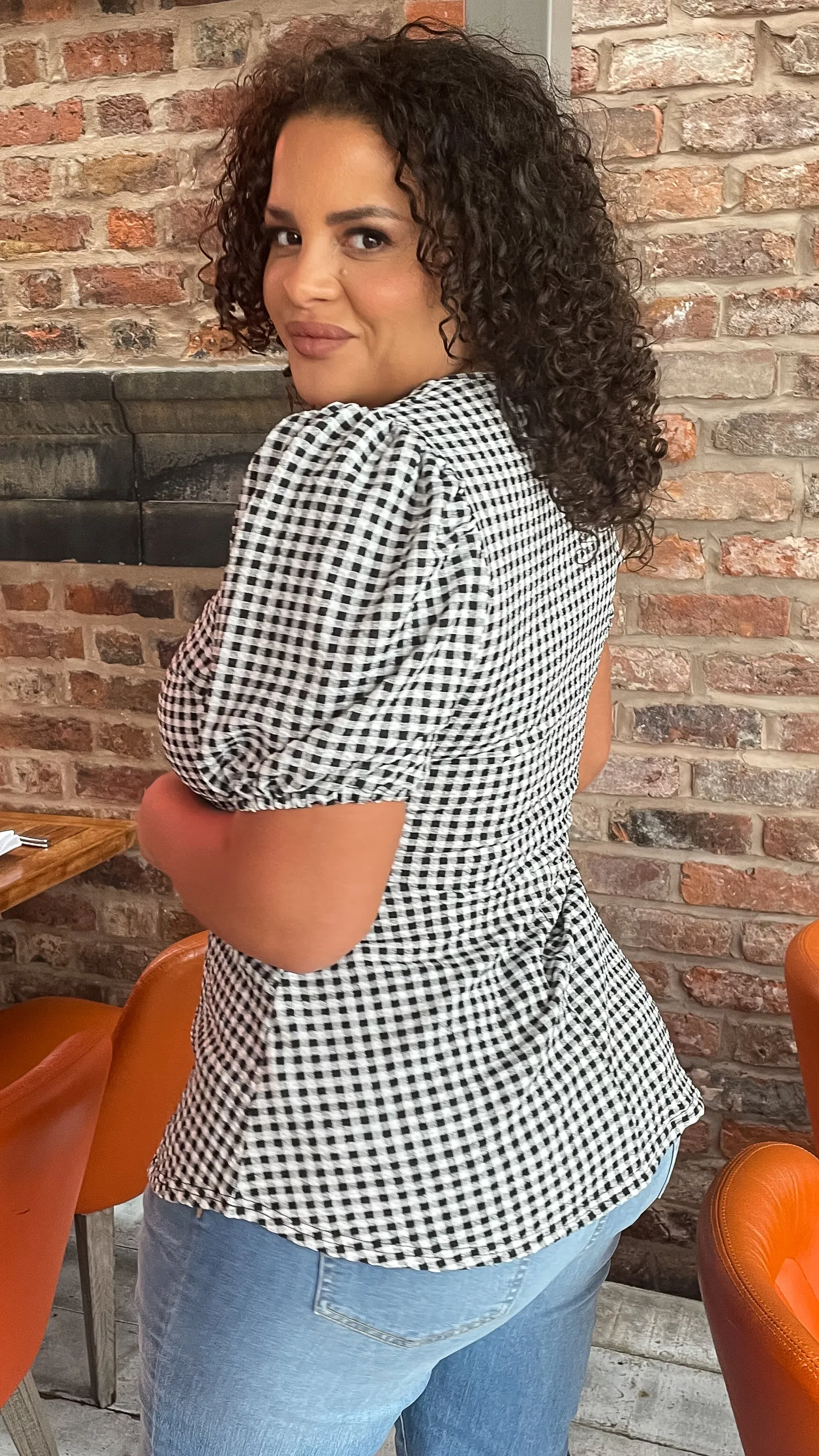 CurveWow Gingham Square Neck Tunic