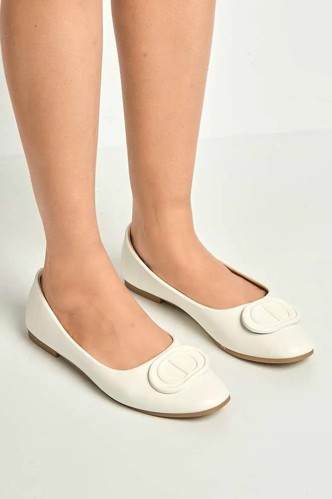 Dalia Monogram Detail Brooch Pumps in White