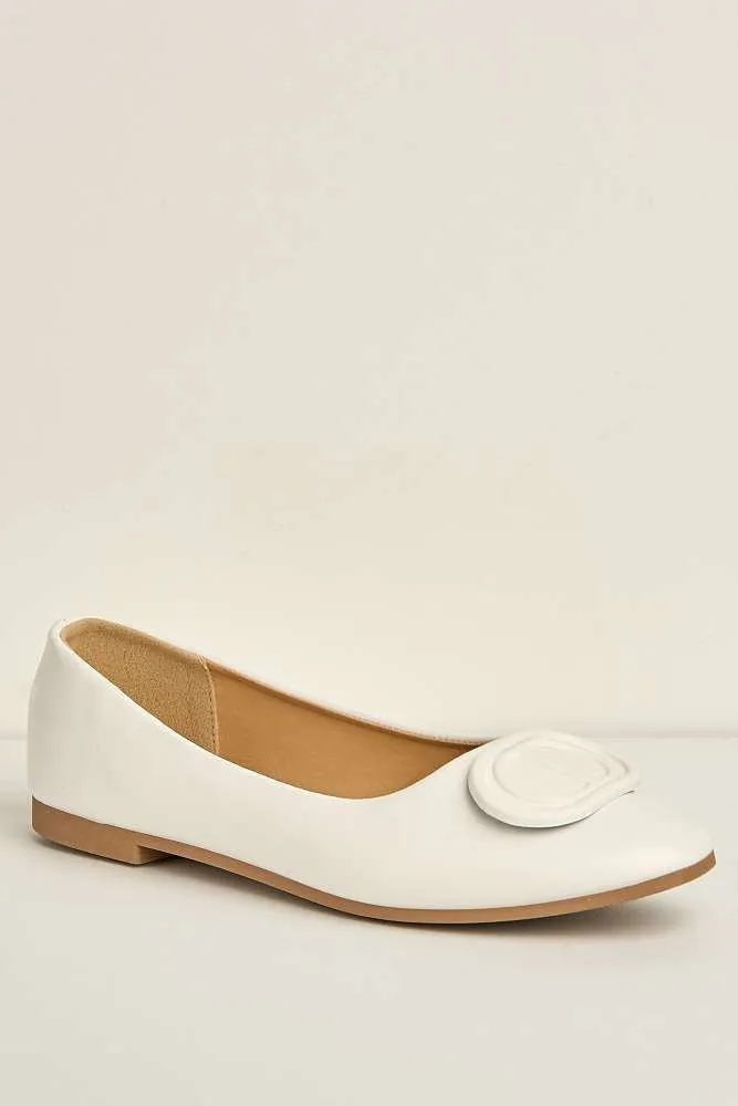 Dalia Monogram Detail Brooch Pumps in White