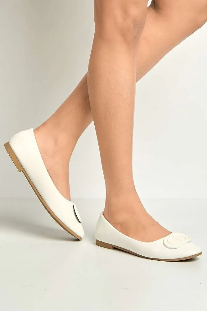 Dalia Monogram Detail Brooch Pumps in White