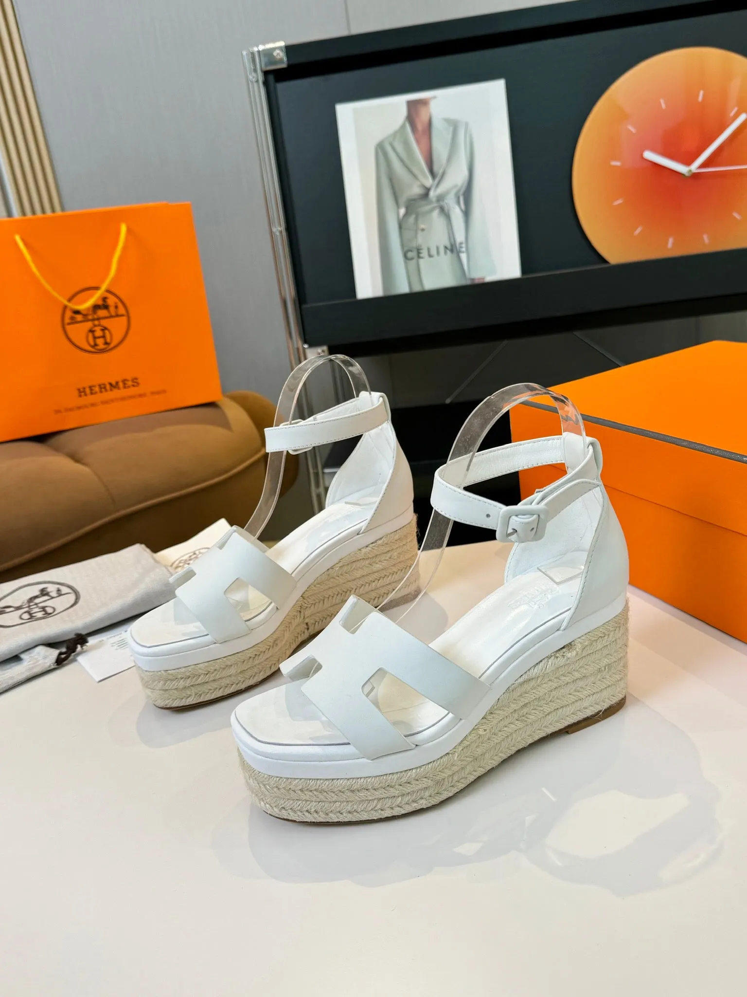 Elda espadrille 80 White Calfskin