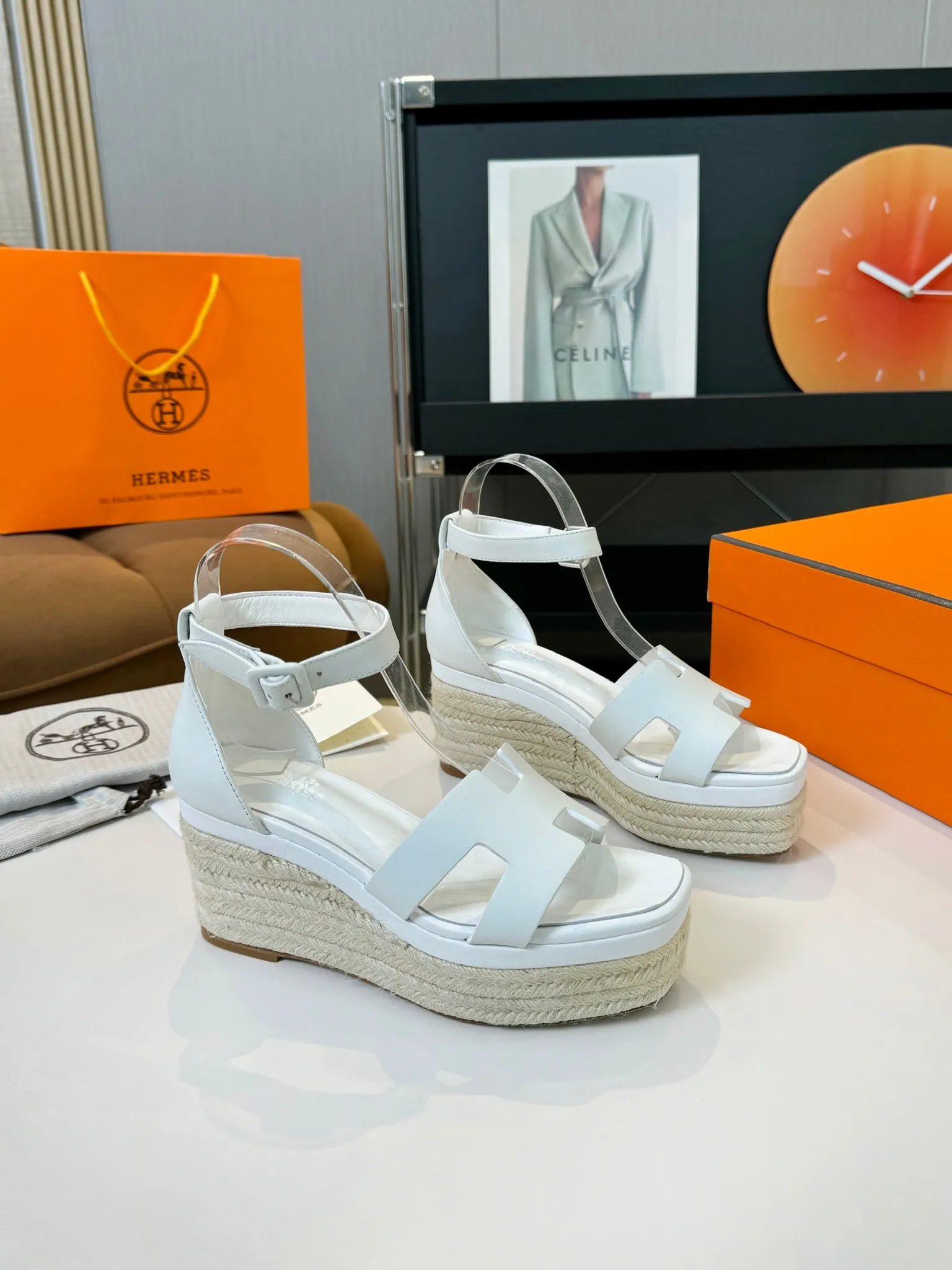 Elda espadrille 80 White Calfskin