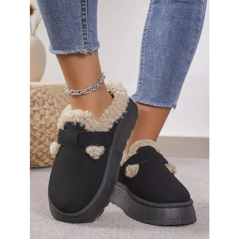 Elevate Your Luxe Look with Thermal Fuzzy Buckle Platform Slippers