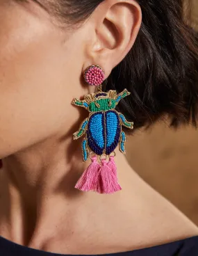 Embellished Beaded Earrings-Beetle