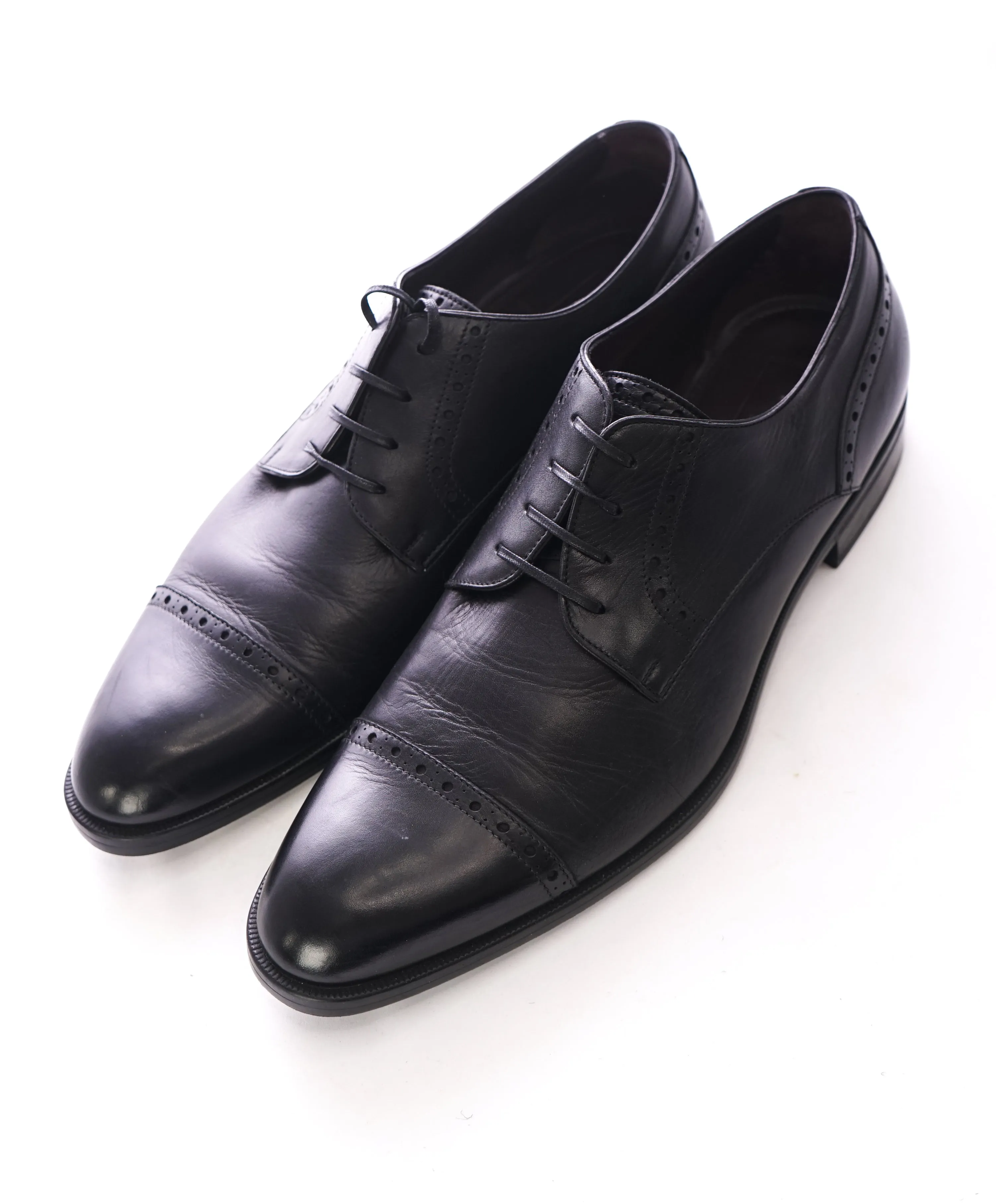 ERMENEGILDO ZEGNA - Black Diamond Brogue Cap Toe Oxfords - 11