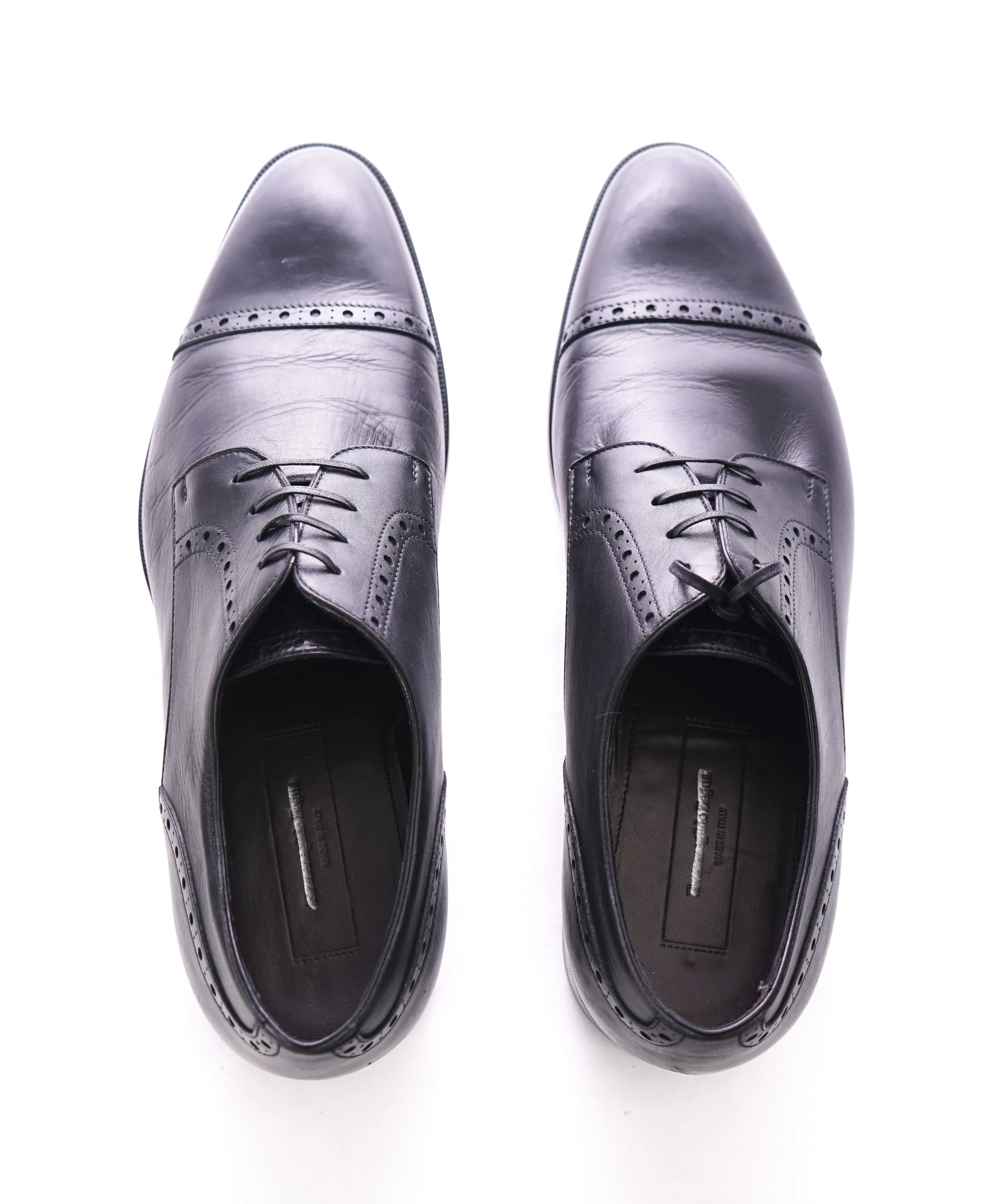 ERMENEGILDO ZEGNA - Black Diamond Brogue Cap Toe Oxfords - 11