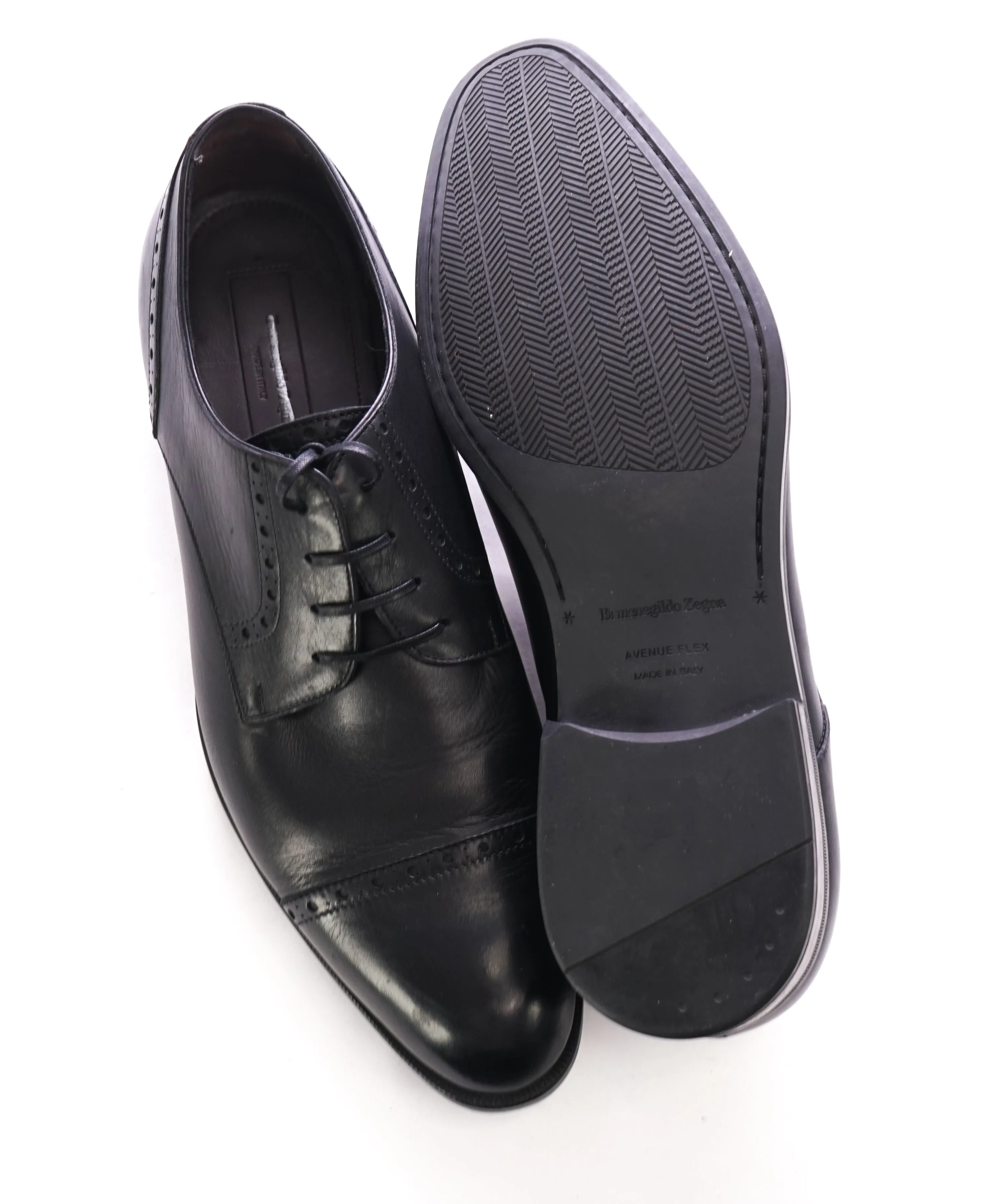 ERMENEGILDO ZEGNA - Black Diamond Brogue Cap Toe Oxfords - 11