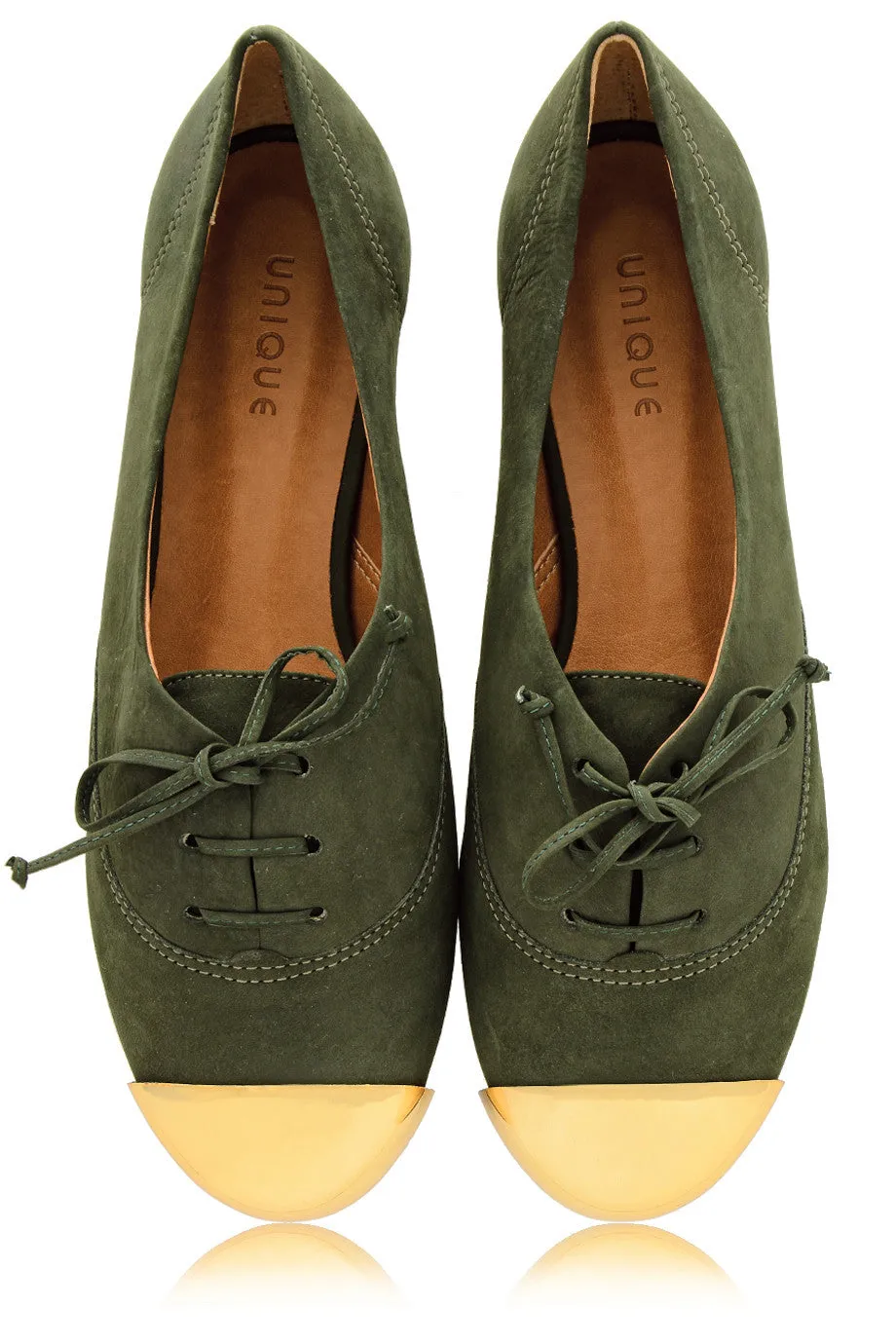 ESTER Olive Lace Up Flats