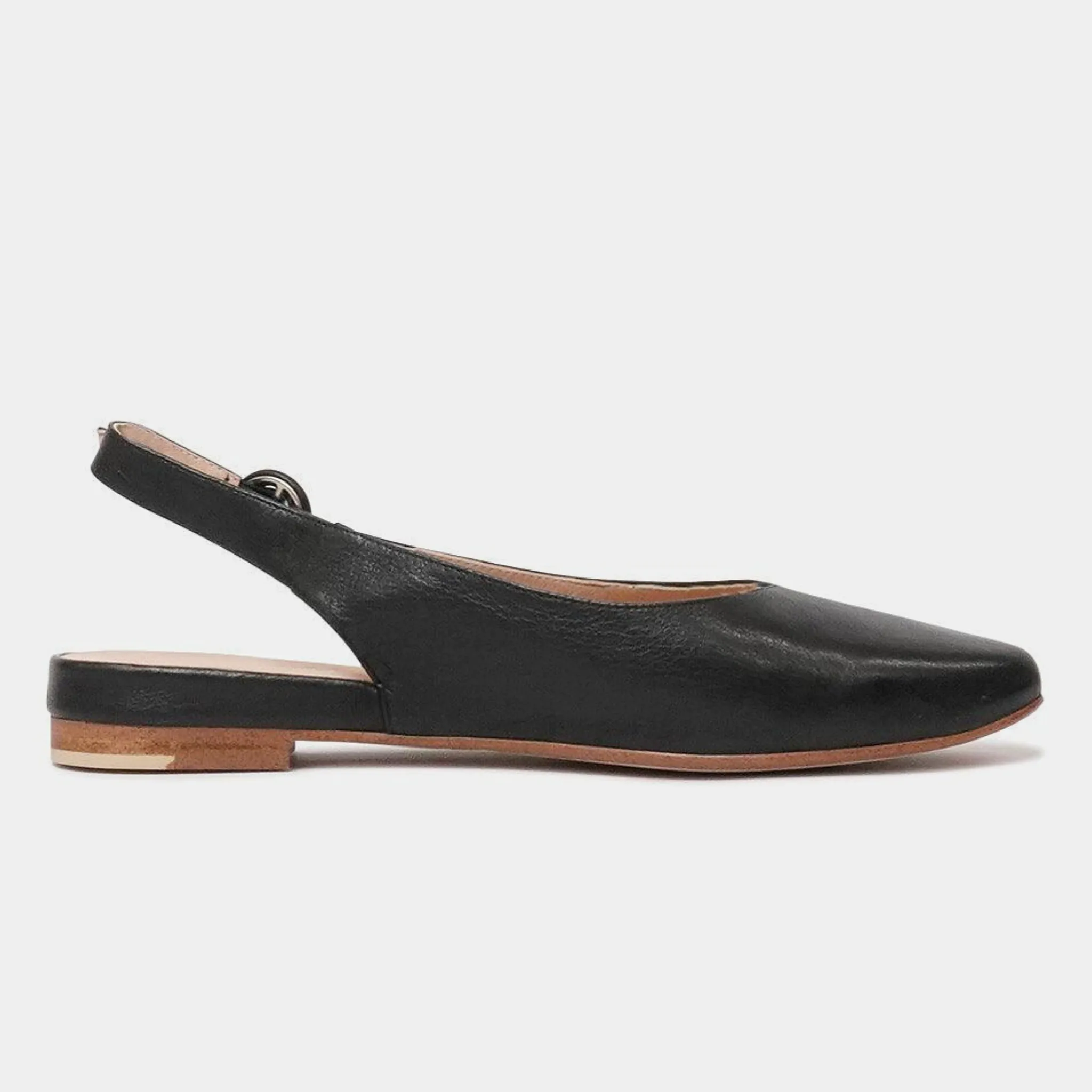 Fairy Black Leather Slingback Flats