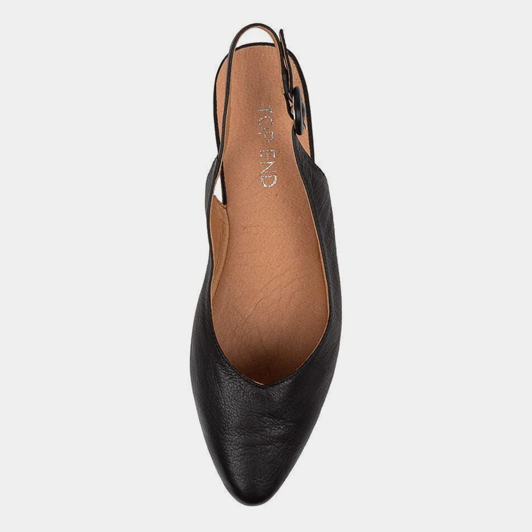 Fairy Black Leather Slingback Flats