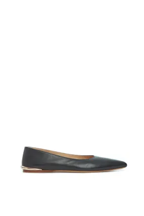 Fleur Ballerina Flat Shoe in Black Nappa Leather