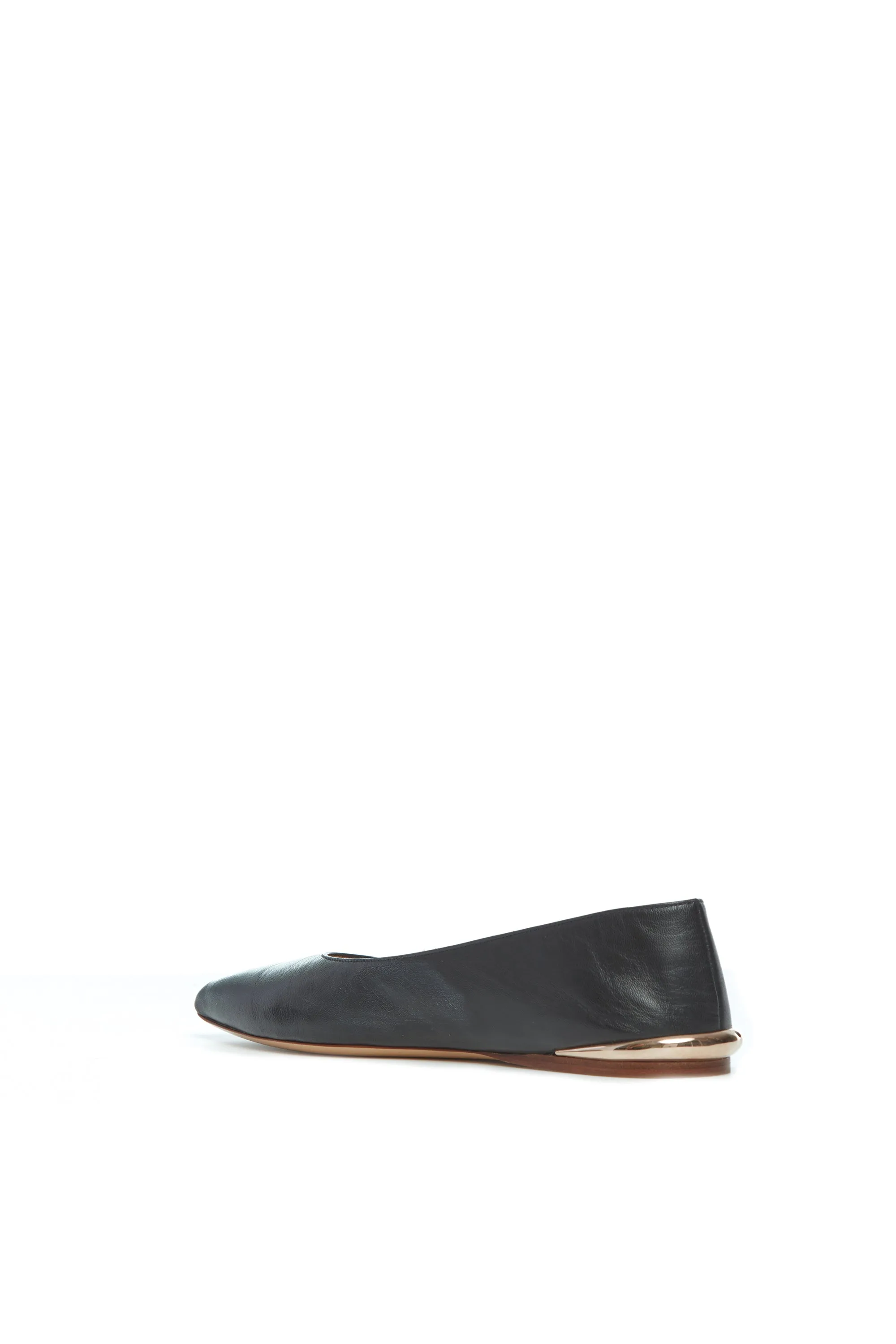 Fleur Ballerina Flat Shoe in Black Nappa Leather