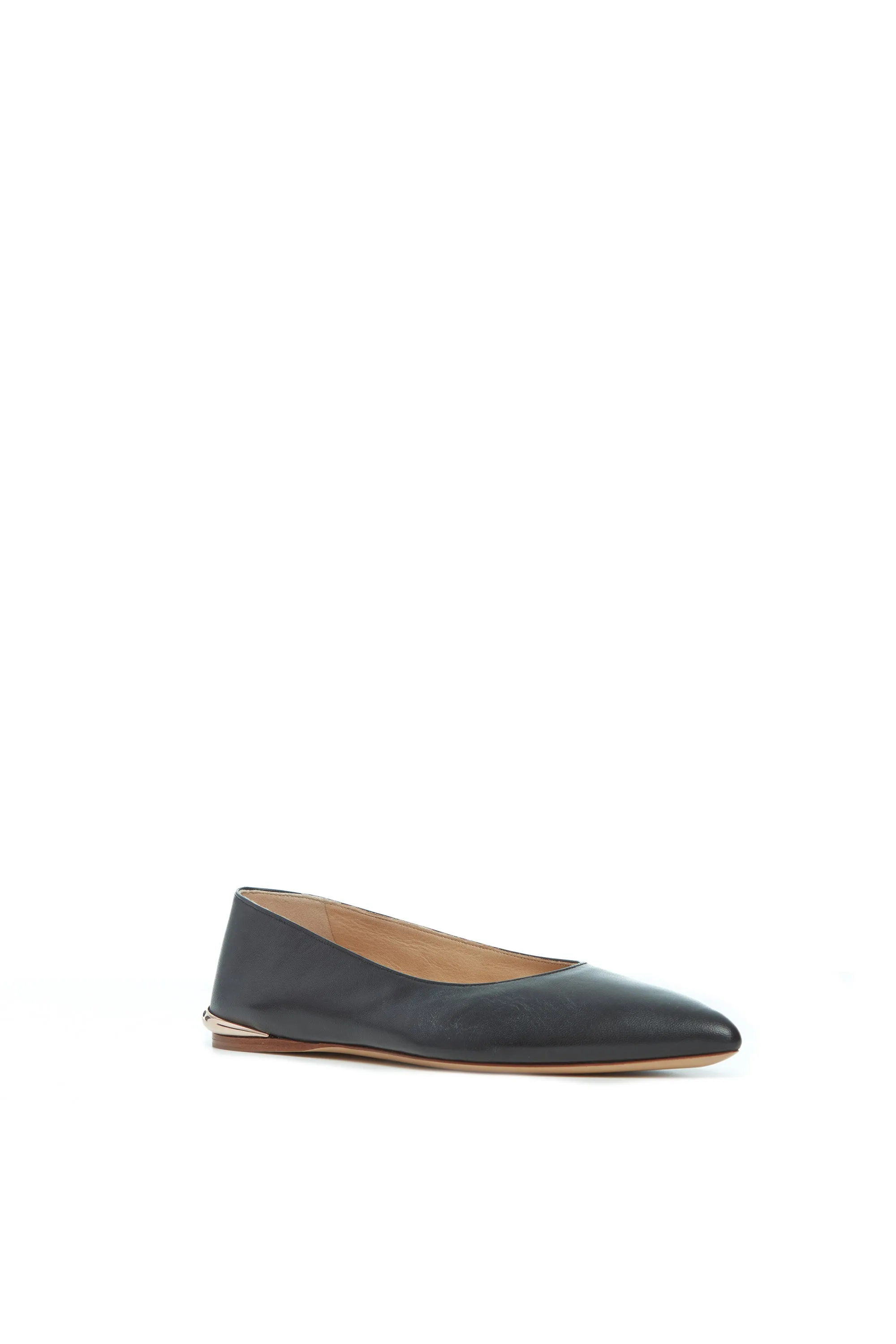 Fleur Ballerina Flat Shoe in Black Nappa Leather