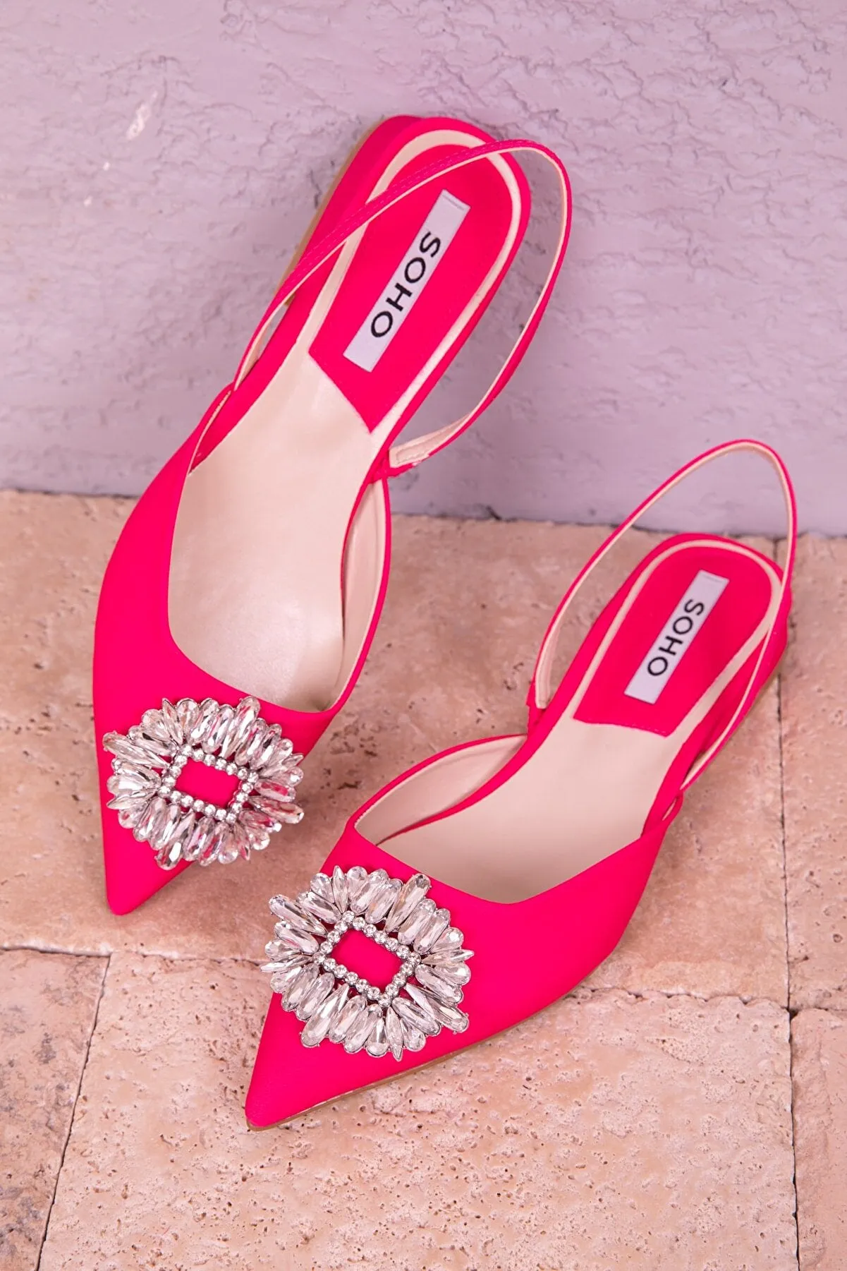 fuchsia satin flats