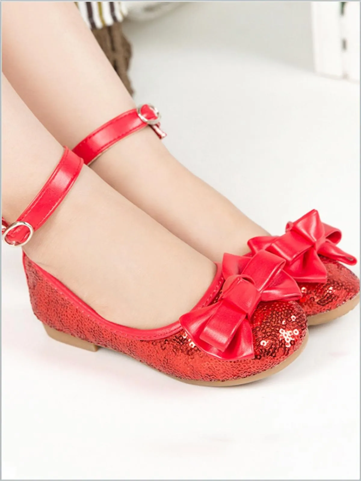 Girls Sequined Bow Tie Princess Flats By Liv and Mia