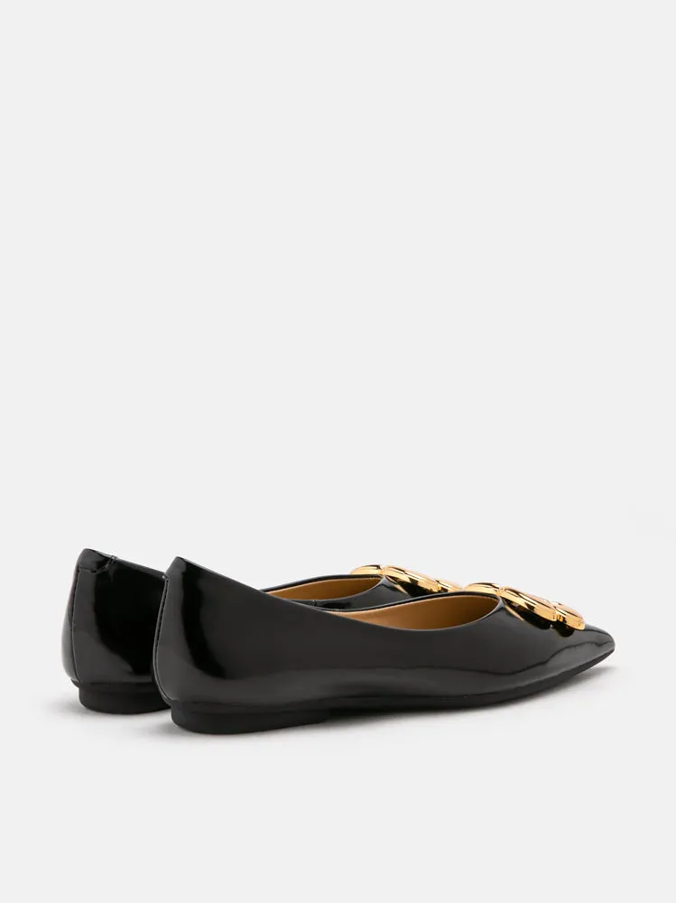 Grady Gold Buckle Point -Toe Flats