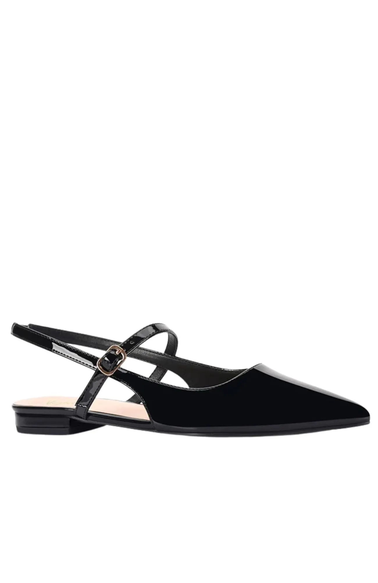 Hiatus Sling Back Flats Black Patent