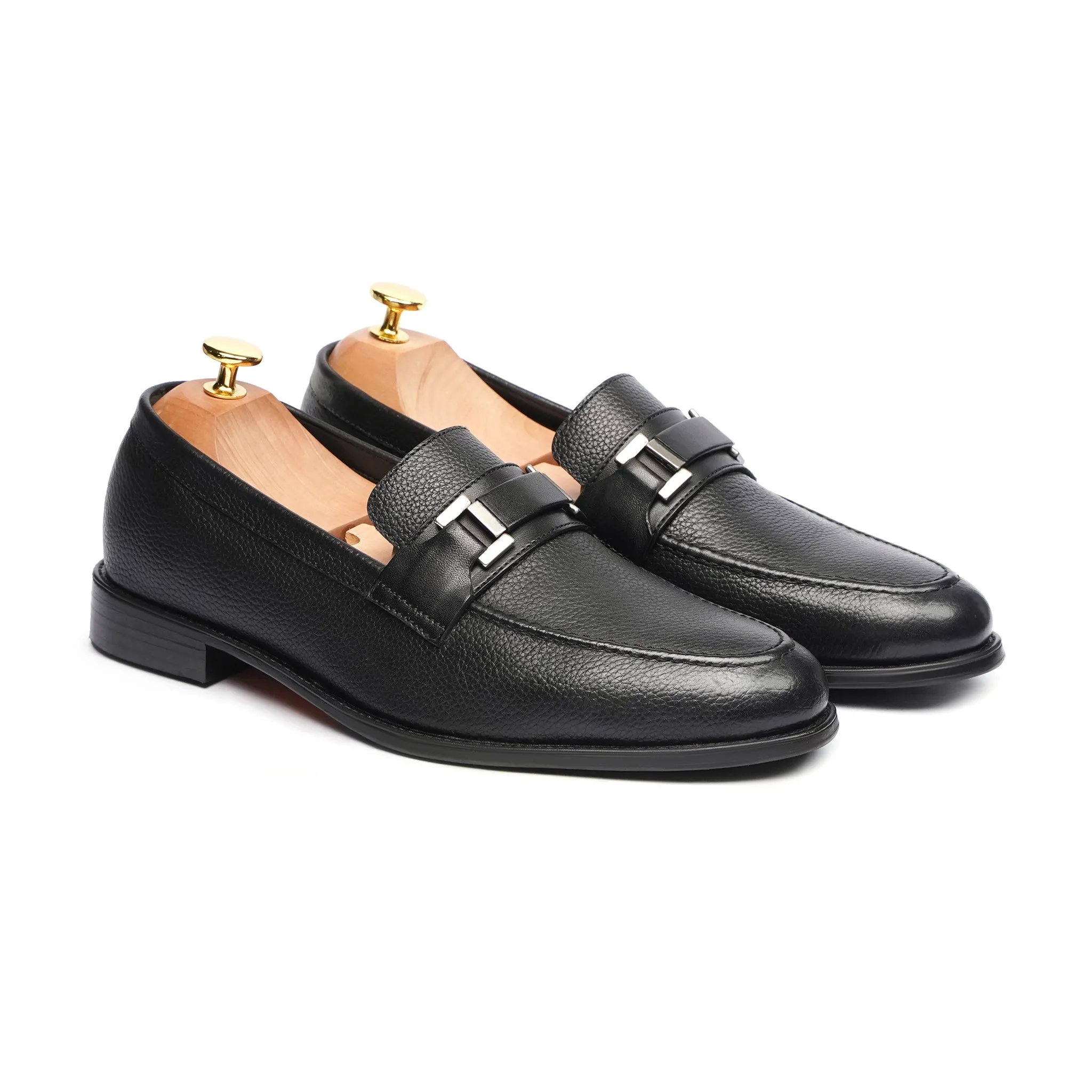 Hino - Men's Black Pebble Grain Loafer