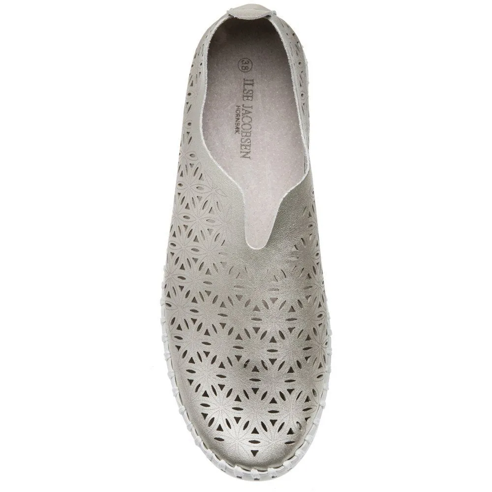 Ilse Jaconbsen Women's Tulip 3576 Metallic Perforated Slip-On Sneaker